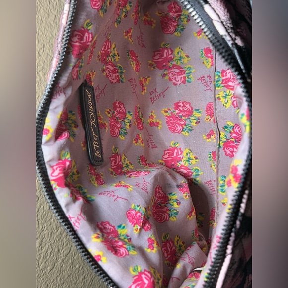 Betsey Johnson Pink and Black Bow Cosmetic Bag - Picture 4 of 4